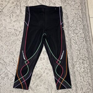 CW-X Black compression tights Leggings with Multicolor Accents size medium